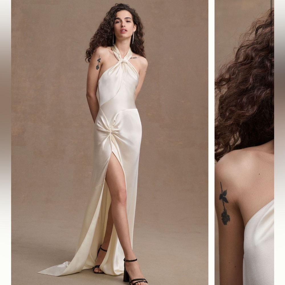 Ronny Kobo Samra Satin Twist-Halter
Column Gown NEW WITH TAGS, NEVER WORN